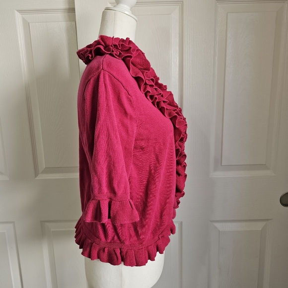 Womens Short Sleeve LARGE Ruffled Bolero/Shrug - Picture 7 of 7
